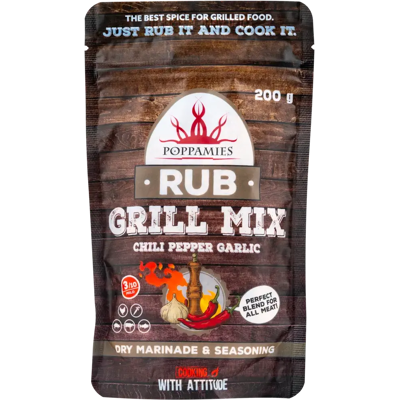 Poppamies Rub Grill Mix chili-pepper-garlic mausteseos 200g Poppamies Rub Grill Mix chili-pepper-garlic mausteseos 200g