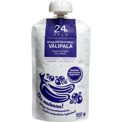 Valo24h Banaani-mustikka-välipala 120 g Valo24h Banaani-mustikka-välipala 120 g