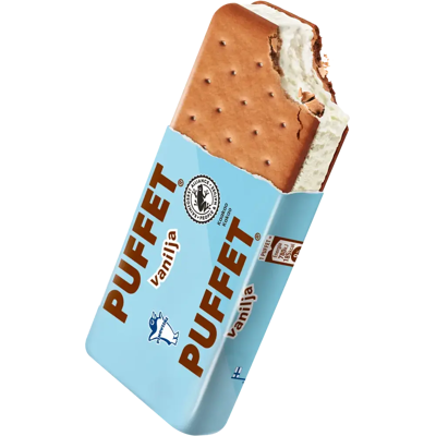 Puffet Vanilja välipalajäätelö 62g/1,1dl Puffet Vanilja välipalajäätelö 62g/1,1dl