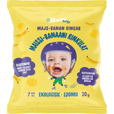Muru - Luomurinkulat - corn-banana - 7 kk 20 g - Snack Muru - Luomurinkulat - corn-banana - 7 kk 20 g - Snack