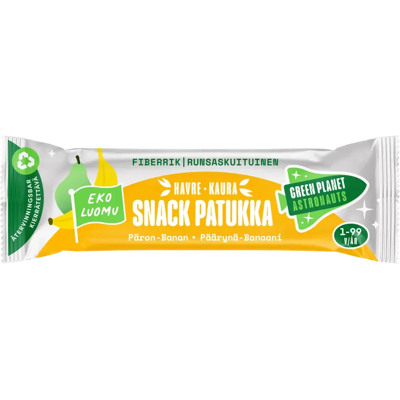 Green Planet Astronauts Luomu kaurapatukka Päärynä-banaani 12 kk+ 25g Green Planet Astronauts Luomu kaurapatukka Päärynä-banaani 12 kk+ 25g