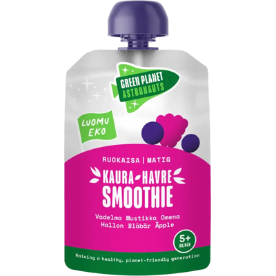 Green Planet Astronauts Luomu Kaurasmoothie vadelma-mustikka-omena 100g 5kk+ Green Planet Astronauts Luomu Kaurasmoothie vadelma-mustikka-omena 100g 5kk+
