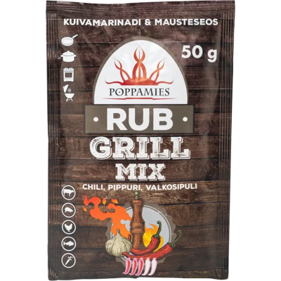 Poppamies Rub Grill Mix chili-pepper-garlic mausteseos 50g Poppamies Rub Grill Mix chili-pepper-garlic mausteseos 50g