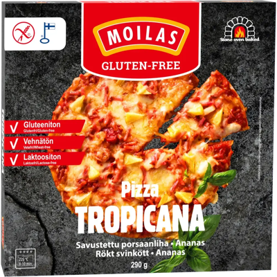 Moilas Gluten-Free, Gluteeniton Tropicana pizza 290g, pakaste Moilas Gluten-Free, Gluteeniton Tropicana pizza 290g, pakaste