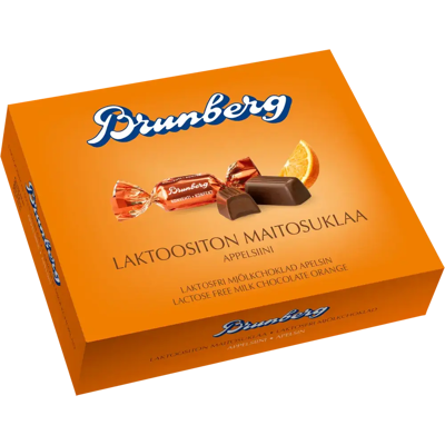 Brunberg Laktoositon Maitosuklaakonvehti Appelsiini 250g Brunberg Laktoositon Maitosuklaakonvehti Appelsiini 250g