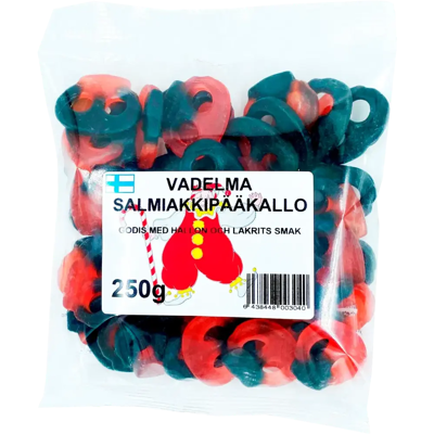 Tivoli Vadelma-salmiakkipääkallo, salmiakin ja vadelman makuisia makeisia 250g Tivoli Vadelma-salmiakkipääkallo, salmiakin ja vadelman makuisia makeisia 250g
