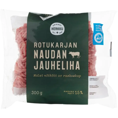 Herkku rotukarjan naudan jauheliha 15% 300g Herkku rotukarjan naudan jauheliha 15% 300g