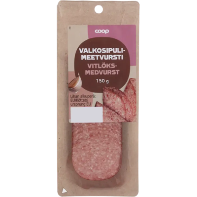 Coop Valkosipulimeetvursti 150g Coop Valkosipulimeetvursti 150g