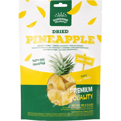 Sunshine Delights Kuivattu ananas 100g Sunshine Delights Kuivattu ananas 100g