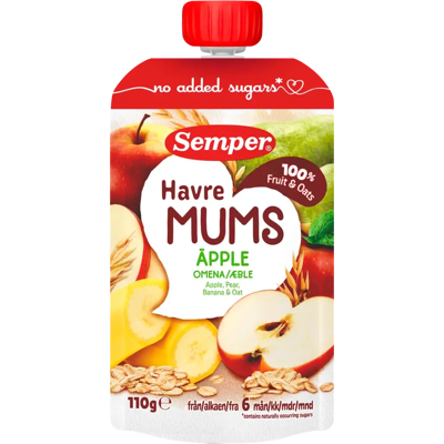 Semper Havremums Omena & kaura 6kk hedelmäsose 110g Semper Havremums Omena & kaura 6kk hedelmäsose 110g