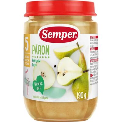 Semper Päärynää & omenaa 5kk hedelmäsose 190g Semper Päärynää & omenaa 5kk hedelmäsose 190g