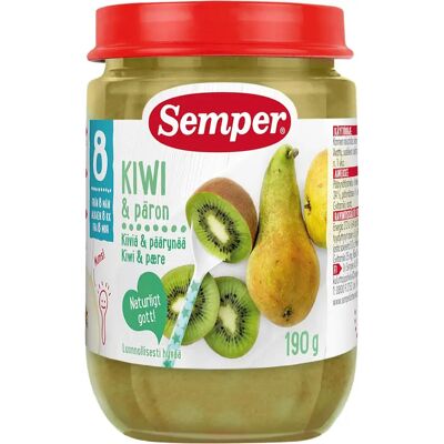 Semper Kiivi omena & päärynä 8kk hedelmäsose 190g Semper Kiivi omena & päärynä 8kk hedelmäsose 190g