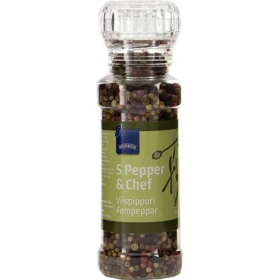 Rainbow 85g 5 Pepper & Chef viispippurimylly Rainbow 85g 5 Pepper & Chef viispippurimylly