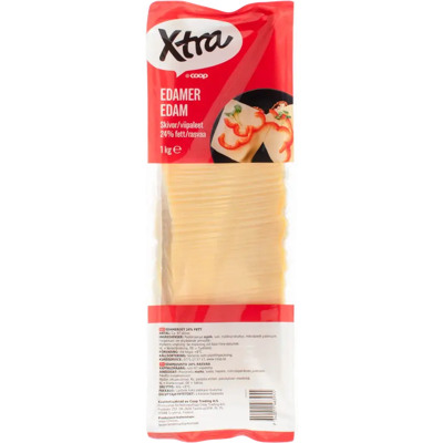Xtra Edam 24 % juustoviipaleet 1 kg Xtra Edam 24 % juustoviipaleet 1 kg