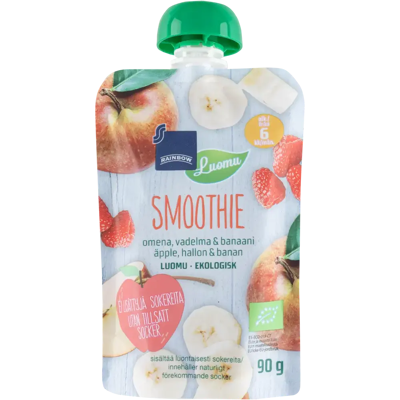 Rainbow smoothie omena, vadelma & banaani luomu 90 g 6 kk Rainbow smoothie omena, vadelma & banaani luomu 90 g 6 kk