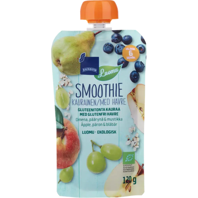 Rainbow kaurainen smoothie omena, päärynä & mustikka luomu 120 g 6 kk Rainbow kaurainen smoothie omena, päärynä & mustikka luomu 120 g 6 kk