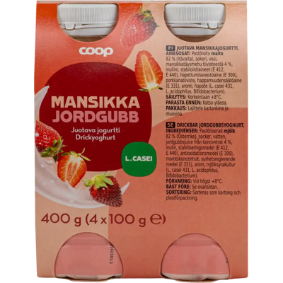 Coop juotava jogurtti mansikka 4x100g Coop juotava jogurtti mansikka 4x100g