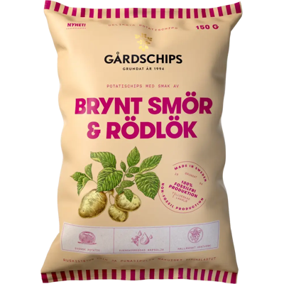 GÅRDSCHIPS Ruskistettu voi & punasipuli 150g GÅRDSCHIPS Ruskistettu voi & punasipuli 150g