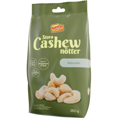 Exotic Snacks Cashewpähkinät Maustamaton 250g Exotic Snacks Cashewpähkinät Maustamaton 250g