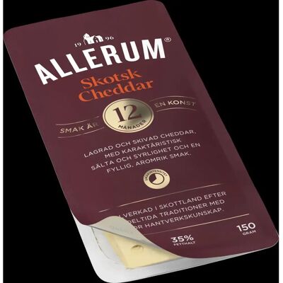 Allerum Skotsk cheddar juustosiivut 35% 150g Allerum Skotsk cheddar juustosiivut 35% 150g