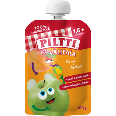 Piltti Iso Välipala 150g Omena ja Aprikoosi 1,5+v annospussi Piltti Iso Välipala 150g Omena ja Aprikoosi 1,5+v annospussi
