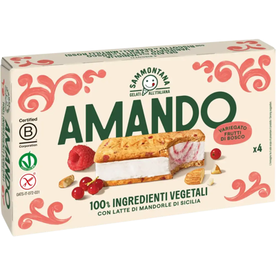 Sammontana Amando Metsämarja Jäätelökeksi Gluteeniton 4kpl x 52g = 208 g monipakkaus Sammontana Amando Metsämarja Jäätelökeksi Gluteeniton 4kpl x 52g = 208 g monipakkaus