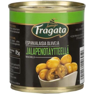 Fragata - jalapeno- täytteiset oliivit - 200g/85g - Oliivit Fragata - jalapeno- täytteiset oliivit - 200g/85g - Oliivit