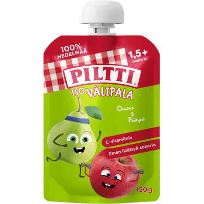 Piltti 150g Iso välipala Omena-päärynä 1,5+v annospussi Piltti 150g Iso välipala Omena-päärynä 1,5+v annospussi