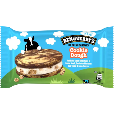 Ben & Jerry's Cookie Dough Sandwich Jäätelö 120ml/82g Ben & Jerry's Cookie Dough Sandwich Jäätelö 120ml/82g