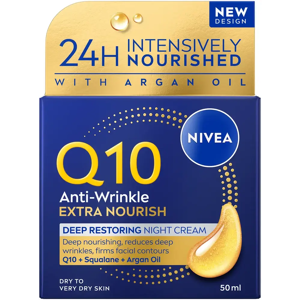 Nivea Q10 NIVEA 50ml Q10 Anti-Wrinkle Extra Nourish Deep Restoring Night Cream -yövoide Nivea Q10 NIVEA 50ml Q10 Anti-Wrinkle Extra Nourish Deep Restoring Night Cream -yövoide