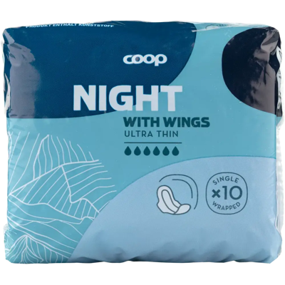 Coop siivellinen ultraohut yöside 10 kpl Coop siivellinen ultraohut yöside 10 kpl