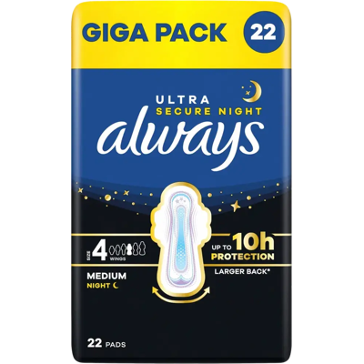 Always 22kpl Ultra Secure Night 4 siivekkeillä terveysside Always 22kpl Ultra Secure Night 4 siivekkeillä terveysside