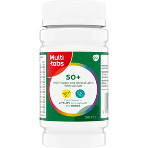 Multi-tabs 50+ Monivitamiini + Kalsium - Ravintolisä Multi-tabs 50+ Monivitamiini + Kalsium - Ravintolisä