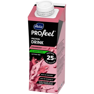 Valio Profeel ® sokeroimaton proteiinijuoma mansikkainen 250 ml UHT laktoositon Valio Profeel ® sokeroimaton proteiinijuoma mansikkainen 250 ml UHT laktoositon