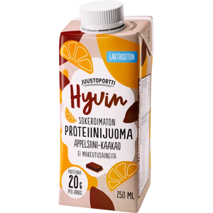 Juustoportti Hyvin proteiinijuoma 250 ml appelsiini-kaakao laktoositon Juustoportti Hyvin proteiinijuoma 250 ml appelsiini-kaakao laktoositon