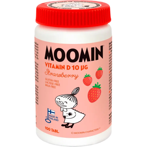 Moomin D-vitamiini 10µg mansikka purutabletti 100tabl ravintolisä Moomin D-vitamiini 10µg mansikka purutabletti 100tabl ravintolisä