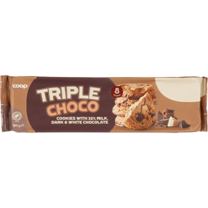 Coop kolmen suklaan cookie 180 g Coop kolmen suklaan cookie 180 g