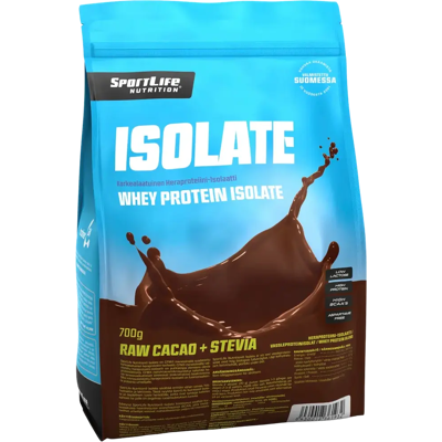 Sportlife Nutrition Isolate 700g raakakaakao heraproteiinijauhe Sportlife Nutrition Isolate 700g raakakaakao heraproteiinijauhe