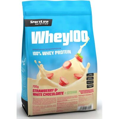 Sportlife Nutrition Whey100 700g valkosuklaa-mansikka heraproteiinijauhe Sportlife Nutrition Whey100 700g valkosuklaa-mansikka heraproteiinijauhe
