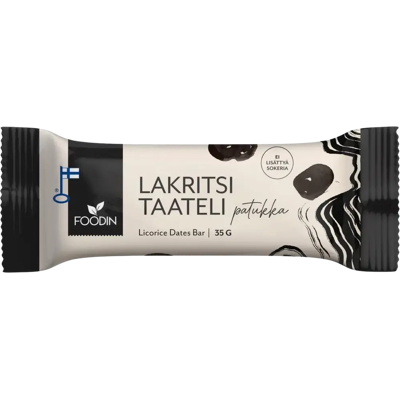 Foodin Lakritsitaatelipatukka 35g Foodin Lakritsitaatelipatukka 35g