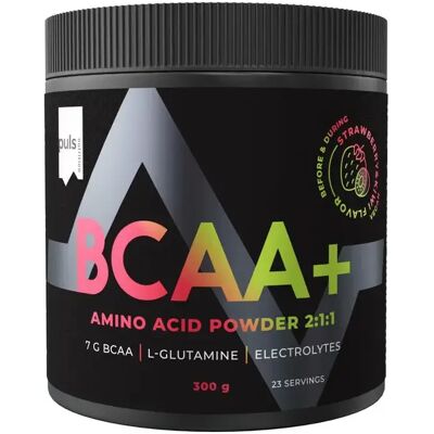 Puls BCAA+ 300 g Mansikan ja kiivin makuinen aminohappojuomajauhe Puls BCAA+ 300 g Mansikan ja kiivin makuinen aminohappojuomajauhe