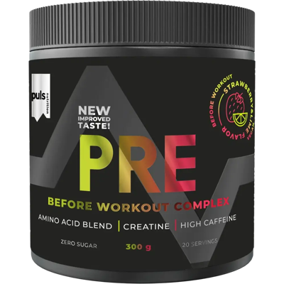 Puls Pre-workout aminohappojauhe Mansikka-lime 300g Puls Pre-workout aminohappojauhe Mansikka-lime 300g