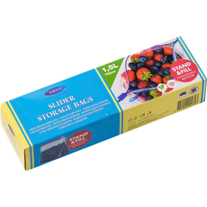 Smile säilytyspussit liukusulkimella 1,5l, 15 kpl Smile säilytyspussit liukusulkimella 1,5l, 15 kpl