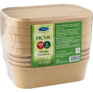 500 ml Kraft Bowl ja paperikansi - 5 kpl 500 ml Kraft Bowl ja paperikansi - 5 kpl