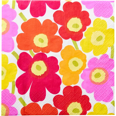 Marimekko Mini Unikko pinkkikeltainen lautasliina 20kpl/24cm Marimekko Mini Unikko pinkkikeltainen lautasliina 20kpl/24cm