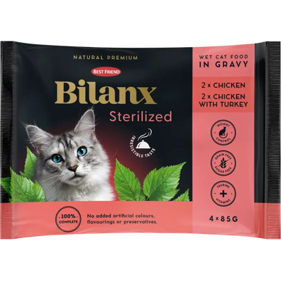 Best Friend Bilanx Sterilized lajitelma kastikkeessa 4x85 g Best Friend Bilanx Sterilized lajitelma kastikkeessa 4x85 g