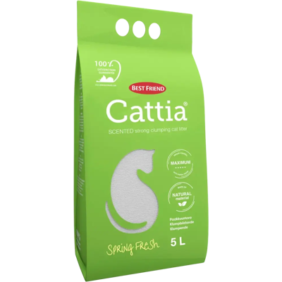 Best Friend Cattia Spring Fresh paakkuuntuva valkoinen kissanhiekka 5l Best Friend Cattia Spring Fresh paakkuuntuva valkoinen kissanhiekka 5l