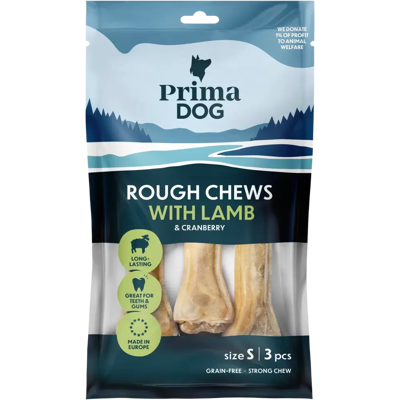 PrimaDog Rough Chews Lammas-Karpalo, täytetty puruluu S 10 cm, 3 kpl, 105 g PrimaDog Rough Chews Lammas-Karpalo, täytetty puruluu S 10 cm, 3 kpl, 105 g