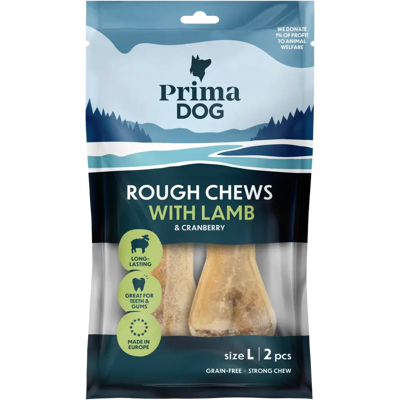 PrimaDog Rough Chews Lammas-Karpalo, täytetty puruluu L 13,5 cm, 2 kpl, 140 g PrimaDog Rough Chews Lammas-Karpalo, täytetty puruluu L 13,5 cm, 2 kpl, 140 g