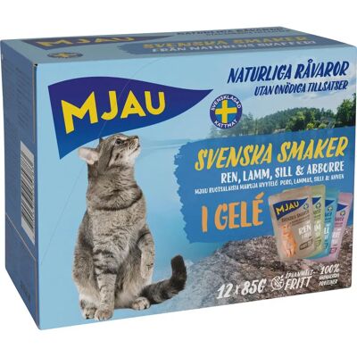 Mjau Lajitelma Svenska Smaker Kala&Liha hyytelössä 12x85g kissanruoka Mjau Lajitelma Svenska Smaker Kala&Liha hyytelössä 12x85g kissanruoka